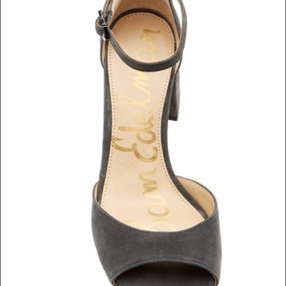 NWT Susie SAM EDELMAN dark gray block heel sandal - Picture 3 of 8